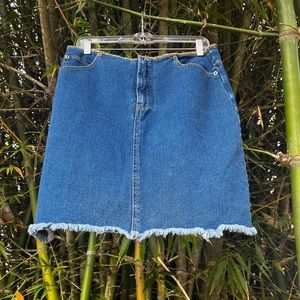 Vintage Bill Blass Distressed Raw Hem Denim Skirt Size 10